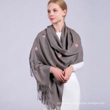 Hot selling winter knitted shawls embroidery design pashmina scarf